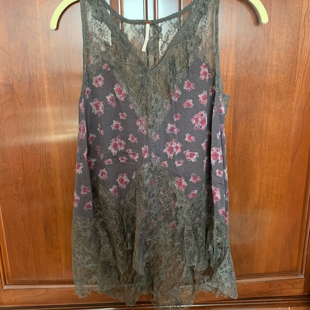 Free People Floral Lace Tank